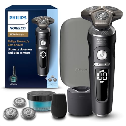 Norelco Philips Norelco Shaver Series 9000 Prestige, Wet and Dry Electric Shaver, Lift & Cut Shaving System, SenseIQ Technology, Precision Trimmer, Cleaning Pod, Premium Pouch, Black Matte, Model SP9840/90 - Image 1