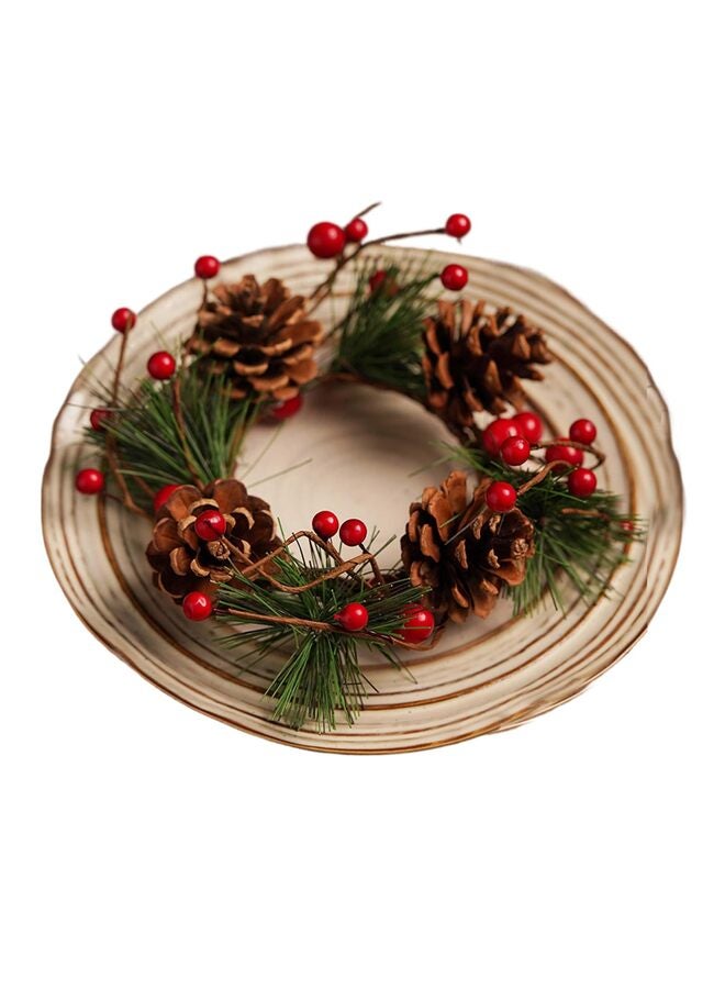 يُسلِّم إكليل شموع، إكليل من الخضرة الاصطناعية مع أقماع الصنوبر والتوت الأحمر لتزيين الطاولة والنوافذ والجدران والمنزل والحفلات - Image 1