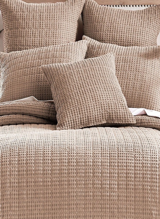 ليفتيكس هوم ليف تكس هوم - ميلز وافل - وسادة زينة - محشوة بالبوليستر - لون وردي فاتح - مقاس غطاء الوسادة (20 × 20 بوصة) - Image 2