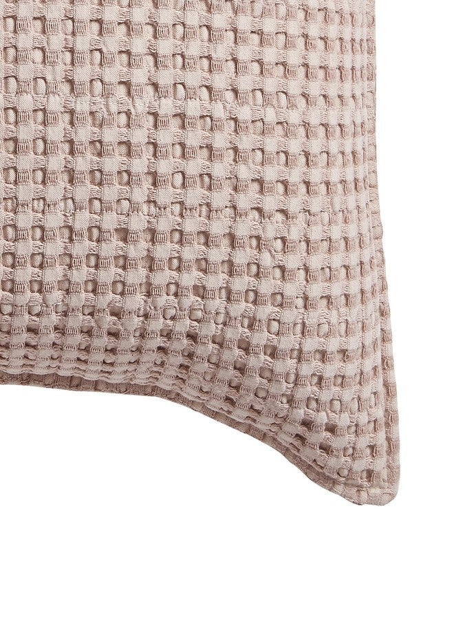 ليفتيكس هوم ليف تكس هوم - ميلز وافل - وسادة زينة - محشوة بالبوليستر - لون وردي فاتح - مقاس غطاء الوسادة (20 × 20 بوصة) - Image 5