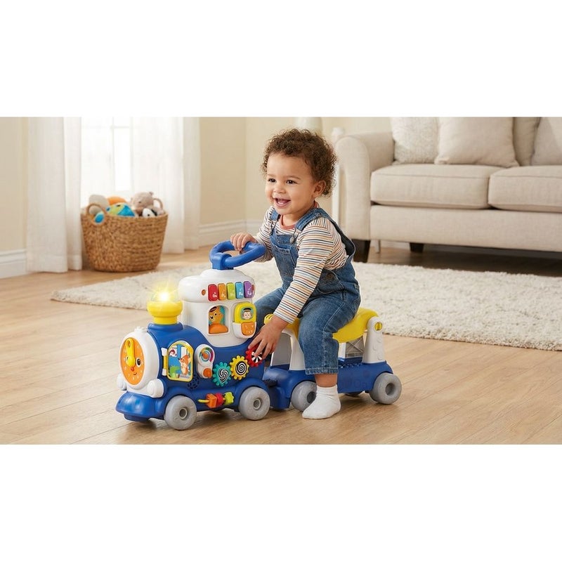 هولا لعبة القطار التعليمي 4 في 1 للدفع والركوب مع اصوات واضواء ازرق - HE8990B - Image 2