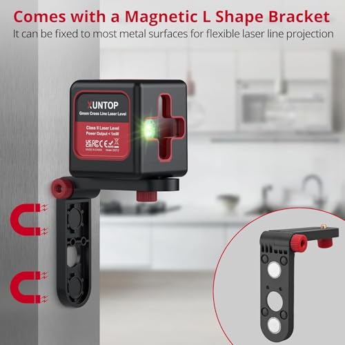 XUNTOP 100Ft Laser Level Self Leveling (±3°) with ±1.5mm/5m Accuracy Green Cross Laser Level with Magnetic Bracket and Pouch for Picture Hanging Wall Floor Tile Construction (Class 2, <1mW Output) - Image 5