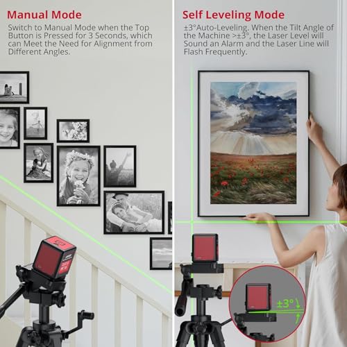 XUNTOP 100Ft Laser Level Self Leveling (±3°) with ±1.5mm/5m Accuracy Green Cross Laser Level with Magnetic Bracket and Pouch for Picture Hanging Wall Floor Tile Construction (Class 2, <1mW Output) - Image 4