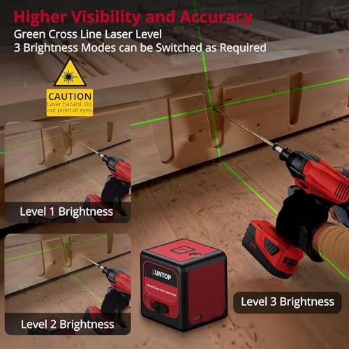 XUNTOP 100Ft Laser Level Self Leveling (±3°) with ±1.5mm/5m Accuracy Green Cross Laser Level with Magnetic Bracket and Pouch for Picture Hanging Wall Floor Tile Construction (Class 2, <1mW Output) - Image 3