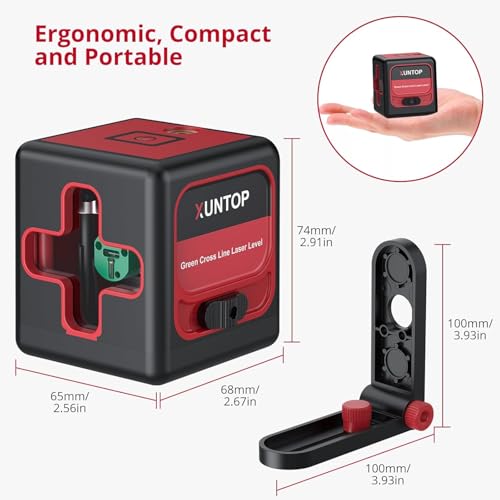 XUNTOP 100Ft Laser Level Self Leveling (±3°) with ±1.5mm/5m Accuracy Green Cross Laser Level with Magnetic Bracket and Pouch for Picture Hanging Wall Floor Tile Construction (Class 2, <1mW Output) - Image 2