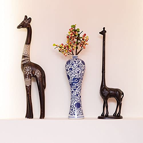 LANLONG 13" China Ceramic Vase Blue and White Porcelain Chinese Handmade Decorative Flower Vase for Living Room, Home Decor, Office, Table Centerpiece (lianhua) - Image 4