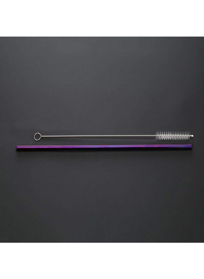 إسكدنيا طقم ماصات شرب مصنوعة من الإستانليس ستيل بتصميم مستقيم ومنحني من الأعلى مع فرشاة تنظيف مكون من 5 قطع أرجواني/ أسود 25.5x3.5x1.5سم - Image 5