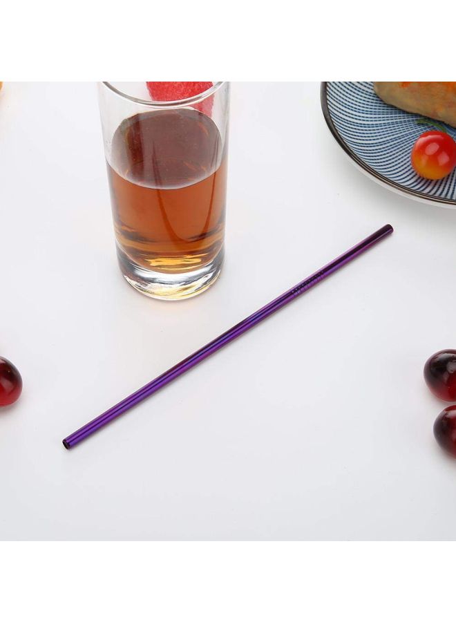 إسكدنيا طقم ماصات شرب مصنوعة من الإستانليس ستيل بتصميم مستقيم ومنحني من الأعلى مع فرشاة تنظيف مكون من 5 قطع أرجواني/ أسود 25.5x3.5x1.5سم - Image 4