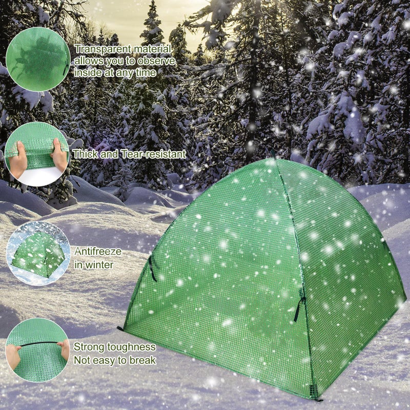 Emsiok Plant Tent Outdoor Winter Shrub Cover Green Frost Tents Plant Covers Freeze Protection Tent Waterproof Plant Frost Protector Plant Guard Cover to Protect Plants Vegetable from Animals, 37X37X27Inch - Image 4