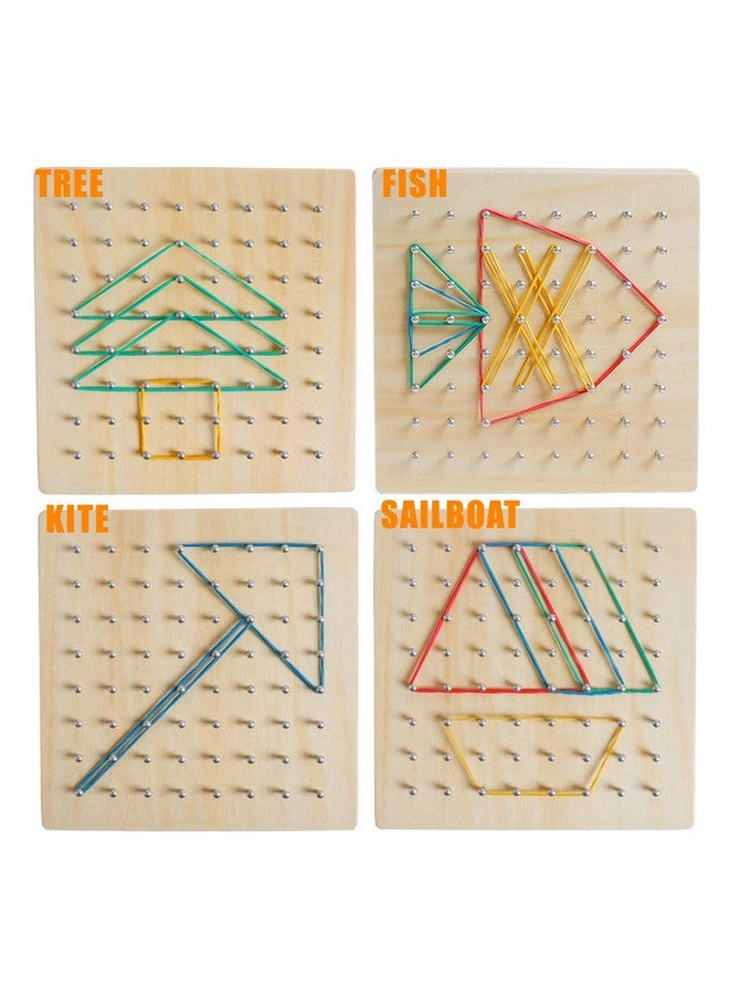 Kizh Wooden Geoboard Math Manipulative Material Graphical Geo Board Montessori Educational Toys Array Block Pattern Cards and Rubber Bands STEM Puzzle Matrix 8x8 Brain Teaser Toys - Image 4