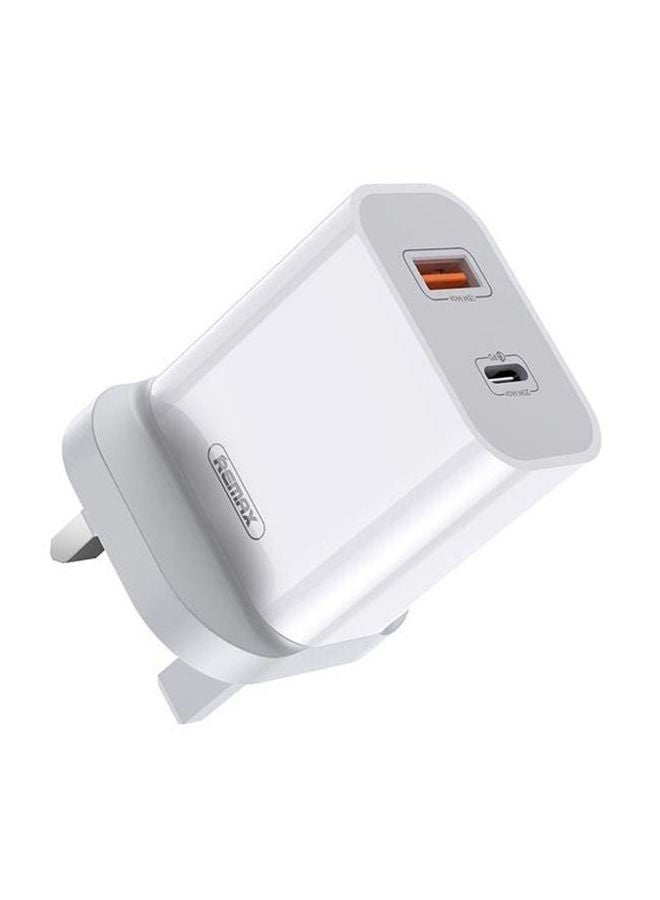 REMAX PDQC Dual Wall Fast Charger 20W 2Port USB Type C - Image 1