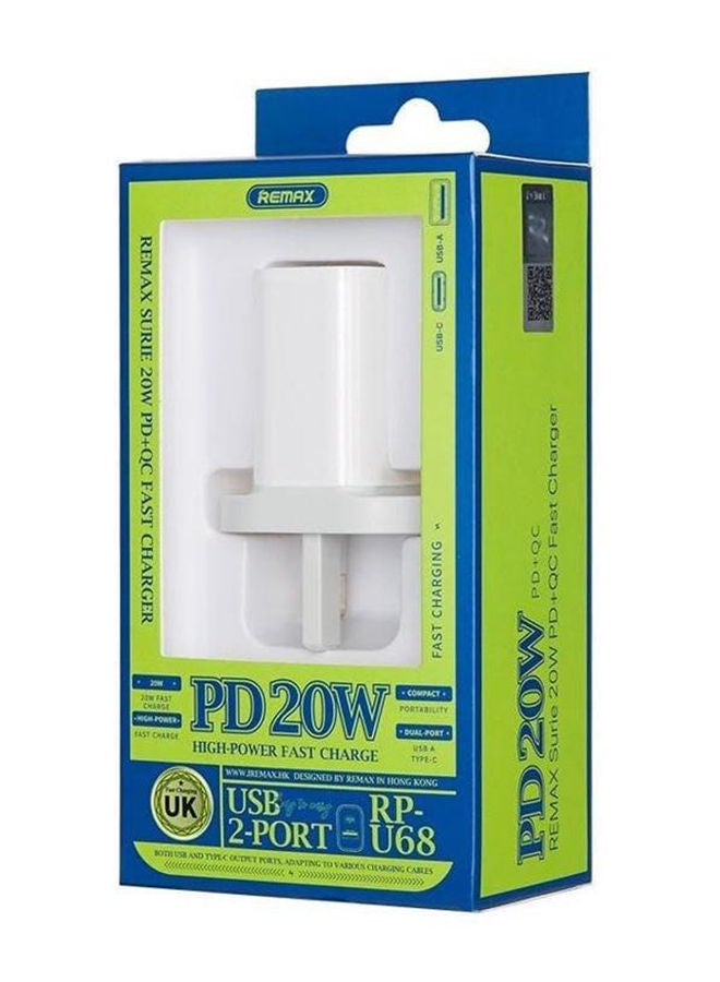 REMAX PDQC Dual Wall Fast Charger 20W 2Port USB Type C - Image 2