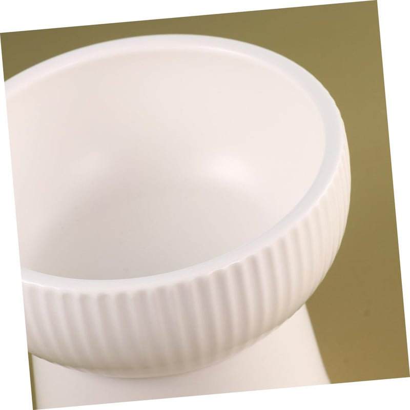 Elevated Ceramic Pet Bowl With High Feet Feeder For Cats And Dogs Food Water Dish White - Image 3