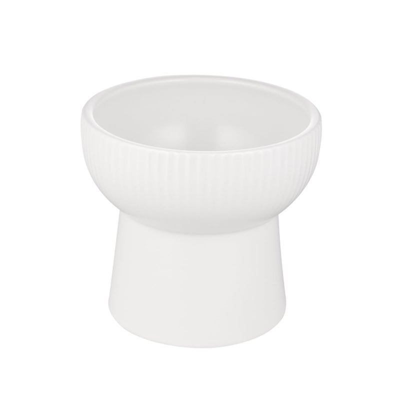 Elevated Ceramic Pet Bowl With High Feet Feeder For Cats And Dogs Food Water Dish White - Image 2