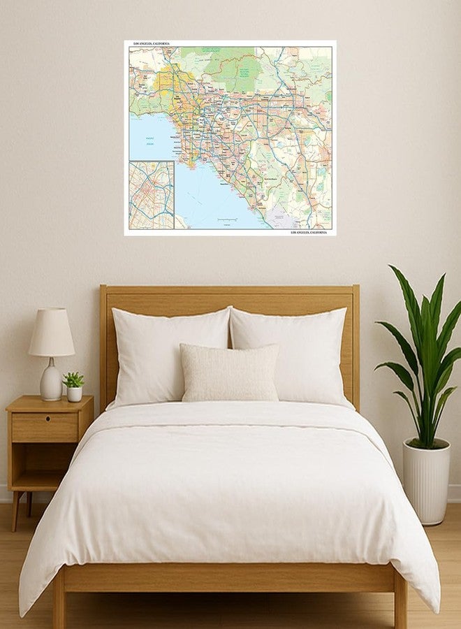 Globe Turner Los Angeles, California Wall Map, small - 21.5" x 14.5" Laminated - Image 2