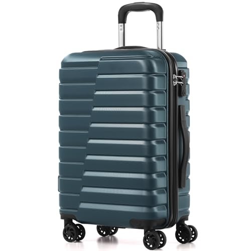 Coolife Carry On Luggage Airline Approved with Wheels Hard Shell Suitcase Spinner TSA Lock Telescopic Handle (20-inch-Teal blue) - Image 1