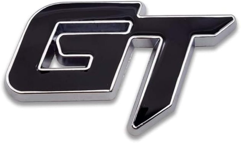 Automaze Chrome Metal GT Logo Car Emblem Premium 3D Badge Auto Racing Sport Sticker Exterior Grand Tourer Decal (Black,Chrome) - Image 1