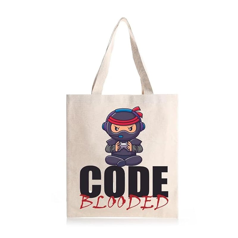 STRUTT Foldable Canvas Tote Bag for Women, Tote Bag for College Girls,100% Organic Cotton Reusable Shopping Bag for Grocery, Eco-Friendly Multi-Purpose Bag for Travel & Daily Use - Code Blooded - Image 1