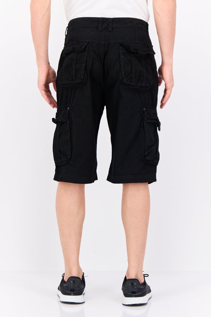 CROSSHATCH Men Brand Logo Cargo Shorts, Black - Image 3