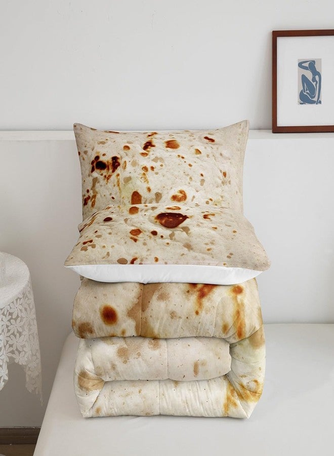 Feelyou Burritos Tortilla Bedding Set for Adult and Kids Ultra Soft Giant Funny Realistic Food Comforter Set Set Breathable Novelty Soft Flannel Taco Comforter Full Size Quilted - Image 5