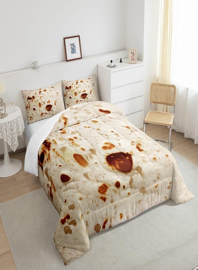 Feelyou Burritos Tortilla Bedding Set for Adult and Kids Ultra Soft Giant Funny Realistic Food Comforter Set Set Breathable Novelty Soft Flannel Taco Comforter Full Size Quilted - Image 4