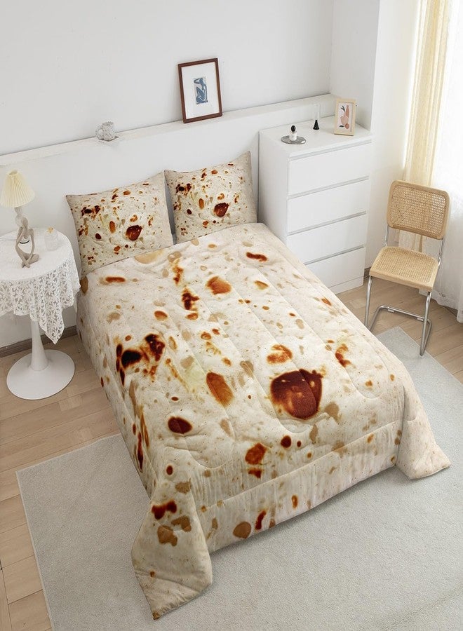 Feelyou Burritos Tortilla Bedding Set for Adult and Kids Ultra Soft Giant Funny Realistic Food Comforter Set Set Breathable Novelty Soft Flannel Taco Comforter Full Size Quilted - Image 3