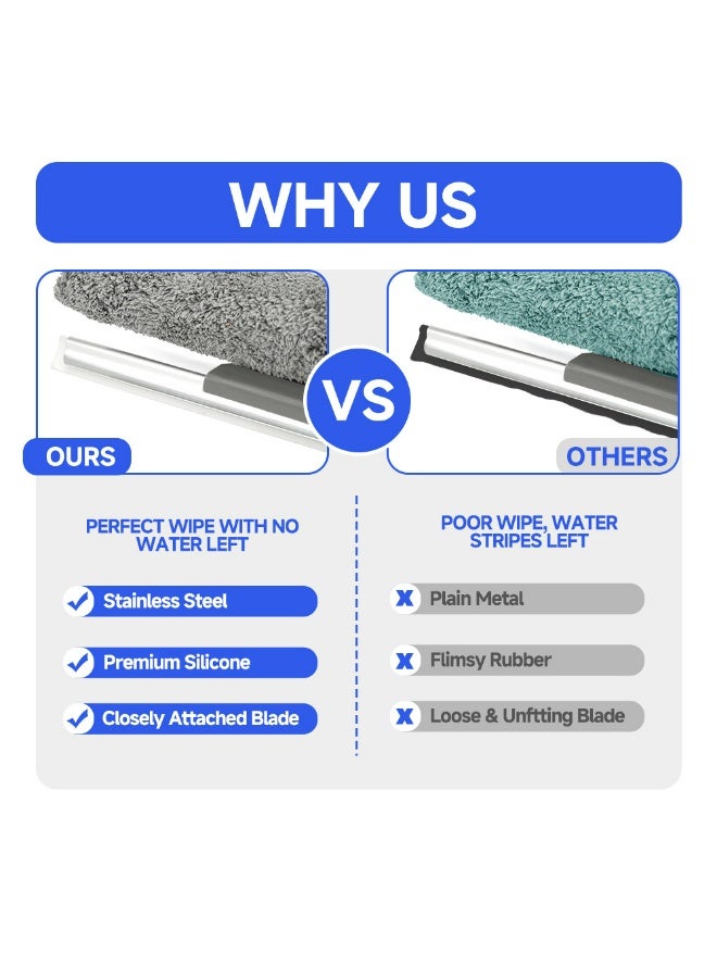 3 in 1 Window Squeegee Cleaner Kit, Telescopic Glass Cleaning Tool, Adjustable Rotating Head with Replaceable Scrubbers, Window Squeegee Cleaner Ideal for Bathroom and High Windows - Image 3