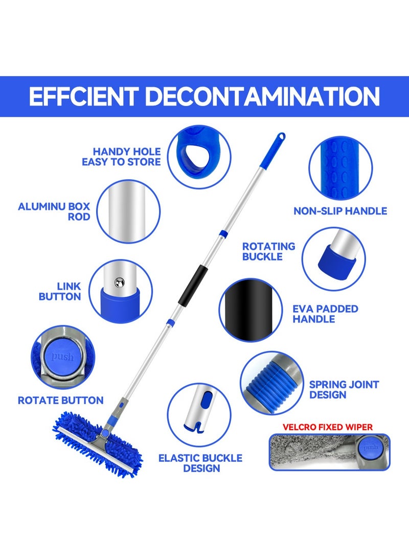 3 in 1 Window Squeegee Cleaner Kit, Telescopic Glass Cleaning Tool, Adjustable Rotating Head with Replaceable Scrubbers, Window Squeegee Cleaner Ideal for Bathroom and High Windows - Image 5