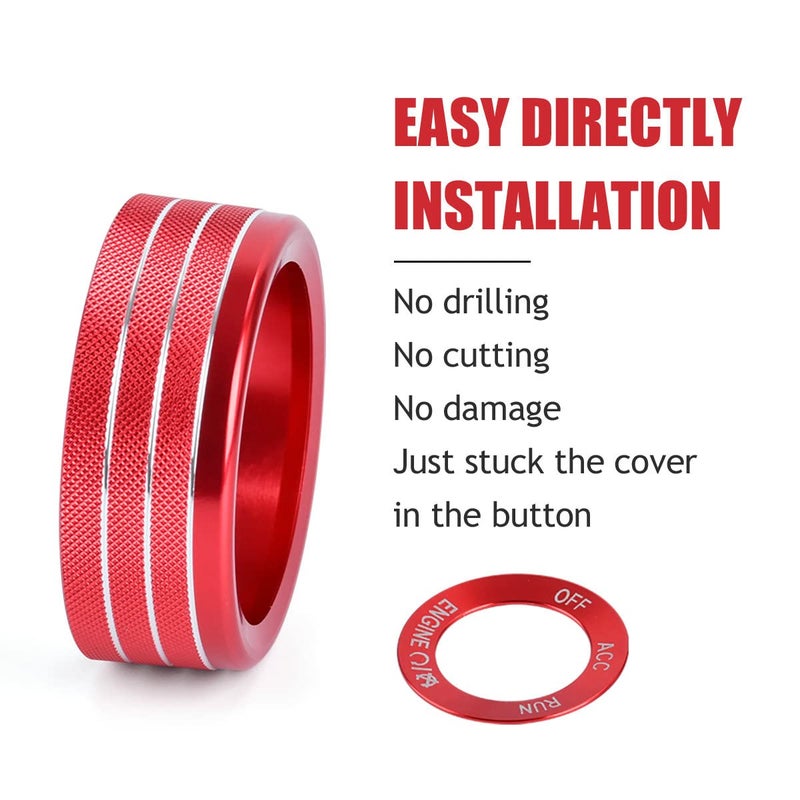 EBAIFUN Red Control Knob Cover Set for Dodge Challenger/Charger/Chrysler 300 (2015-2021) - Image 4