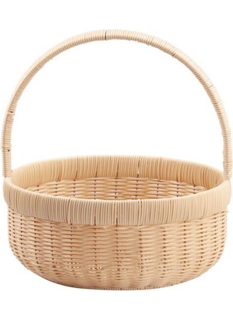 PEROTTI Synthetic Wicker Beige Round Picnic Basket Without Lid 30X14CM  - Image 1