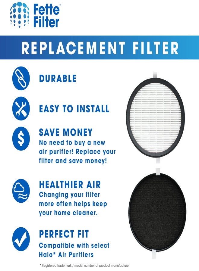 فيتي فلتر عبوتان من فلاتر H13 True HEPA الممتازة، متوافقة مع جهاز تنقية الهواء PureZone Halo من Pure Enrichment، طراز PEAIRDSK، ومتوافقة أيضًا مع جهاز تنقية الهواء الشخصي من Sharper Image، رقم المنتج: 207073 207009 - Image 5