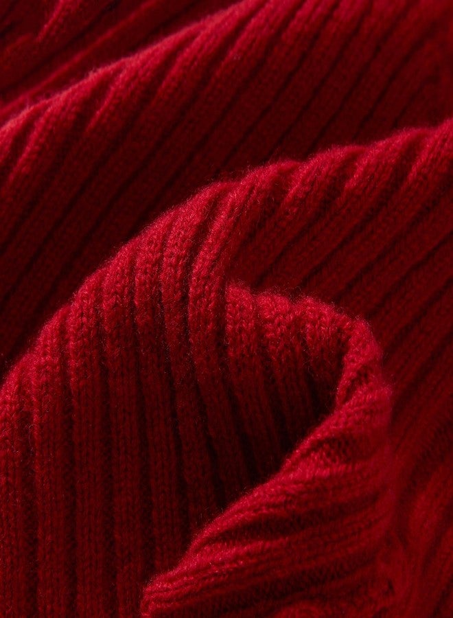 FUQILA 100% Merino Wool Fisherman Beanie Hat, Unisex Warm Winter Hats, Soft Breathable & Cozy Stretchy Knitted Short Cuffed Cap (Deep Red) - Image 2