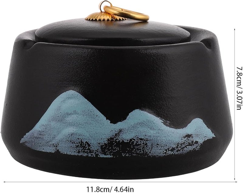 Luxury Ceramic Ashtray with Lid for Home Office Living Room and Patio Use - Image 3