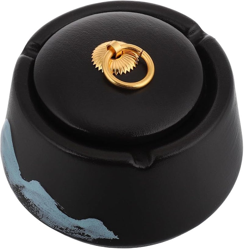Luxury Ceramic Ashtray with Lid for Home Office Living Room and Patio Use - Image 2
