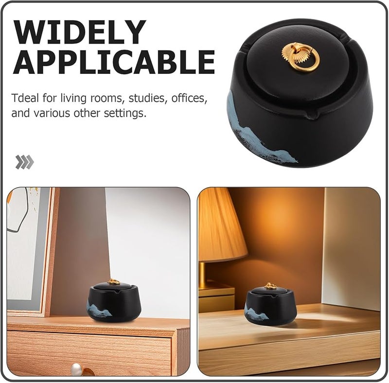 Luxury Ceramic Ashtray with Lid for Home Office Living Room and Patio Use - Image 4