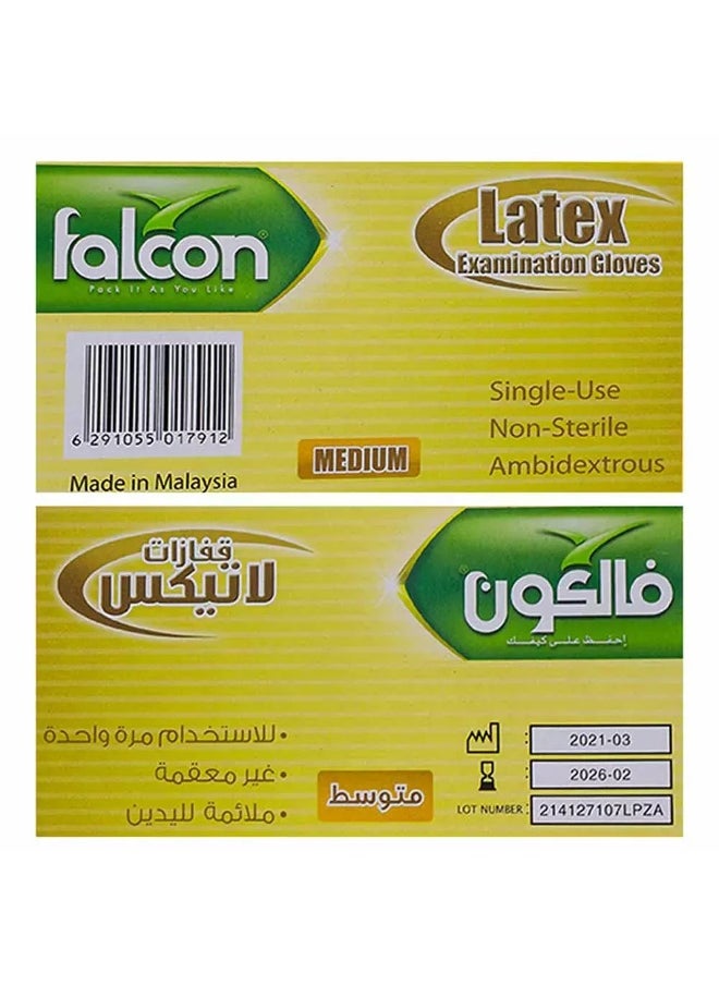 Falcon Falcon Pre Powdered Latex Gloves, Natural Rubber Gloves, Medium - 100 Gloves  - Image 2
