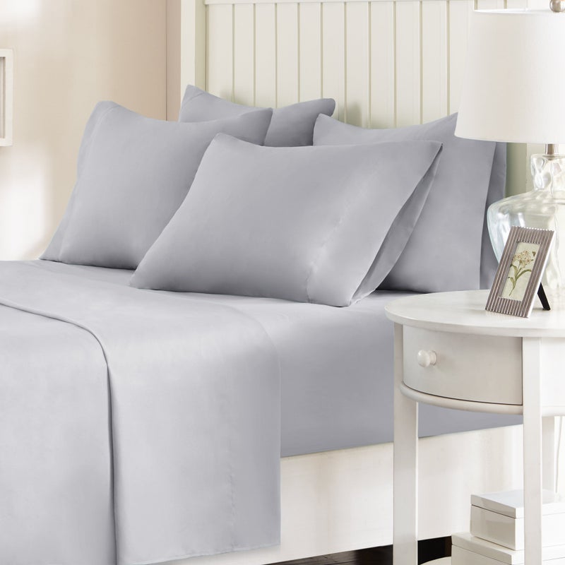 Comfort Spaces Microfiber Set 14" Deep Pocket, Wrinkle Resistant All Around Elastic-Year-Round Cozy Bedding Sheet, Matching Pillow Cases, King, Light Gray (CS20-0245) - Image 1