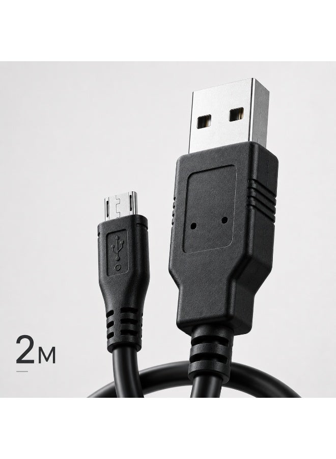 كابل شحن OIVO بطول 2 متر لوحدة تحكم PS4، مايكرو USB إلى USB-A، يدعم الشحن ونقل البيانات، مناسب للعب أثناء الشحن - Image 1