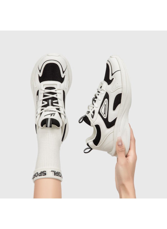 Pull Back Huili Women's Shoes, Breathable Mesh Upper, Versatile Dad Shoes, Thick-soled Casual Sneakers, Wxyl885yw, White And Black, Size 37 - Image 3