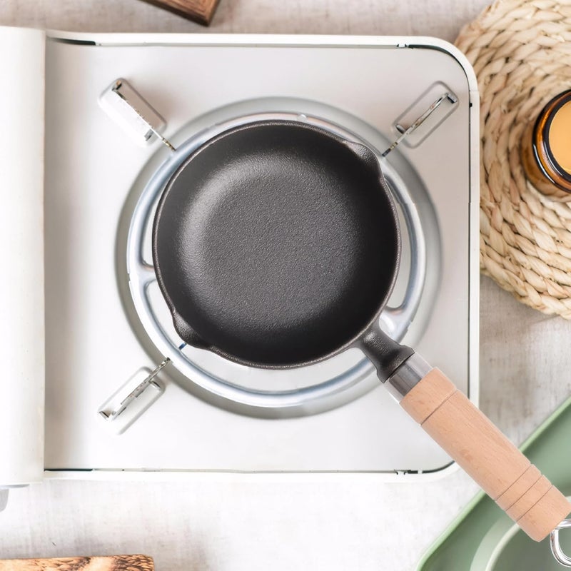 Butter Melting Pot, Non-Stick Cast Iron Sauce Pot with Wood Handle, Small Hanging Warmer for Oil, Milk, Candy & Chocolate (2-Pack) - Image 3