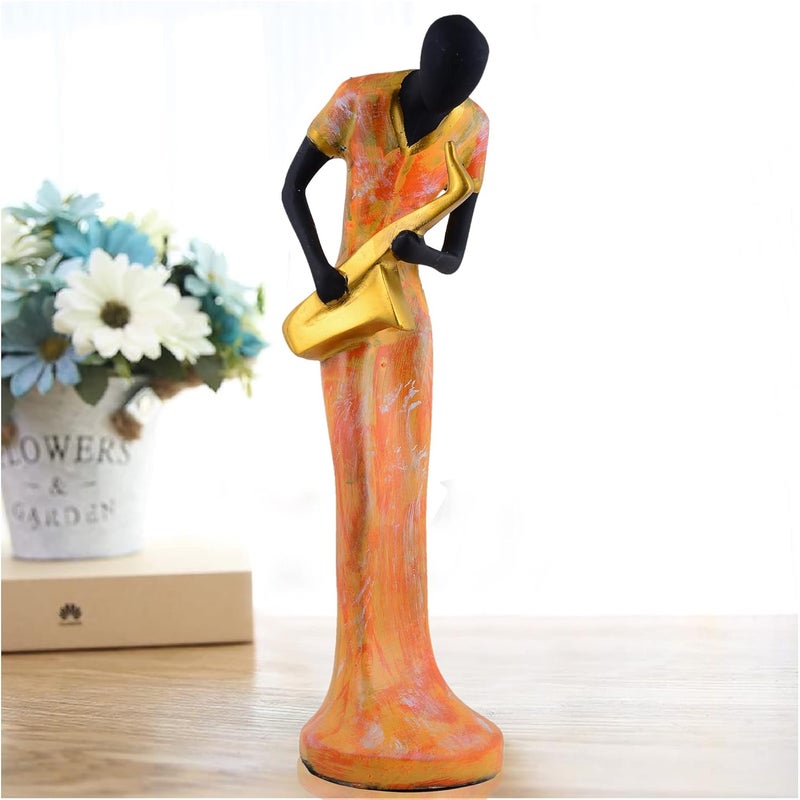 zart Home Decor and Home Decorative Polyresin Black Golden Multicolor Lady Figurine for Living Room Perfect for GiftingSet of 1 C