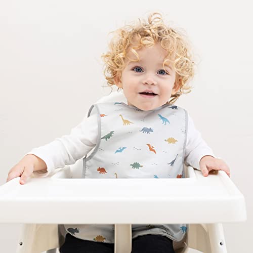 Tiny Twinkle Short Sleeve Apron Baby & Toddler Bib for Boys – Waterproof, Mess-Proof Bibs for Eating & Feeding, Machine Washable, Perfect Holiday Gift (Dinosaur, 2-4Y) - Image 2