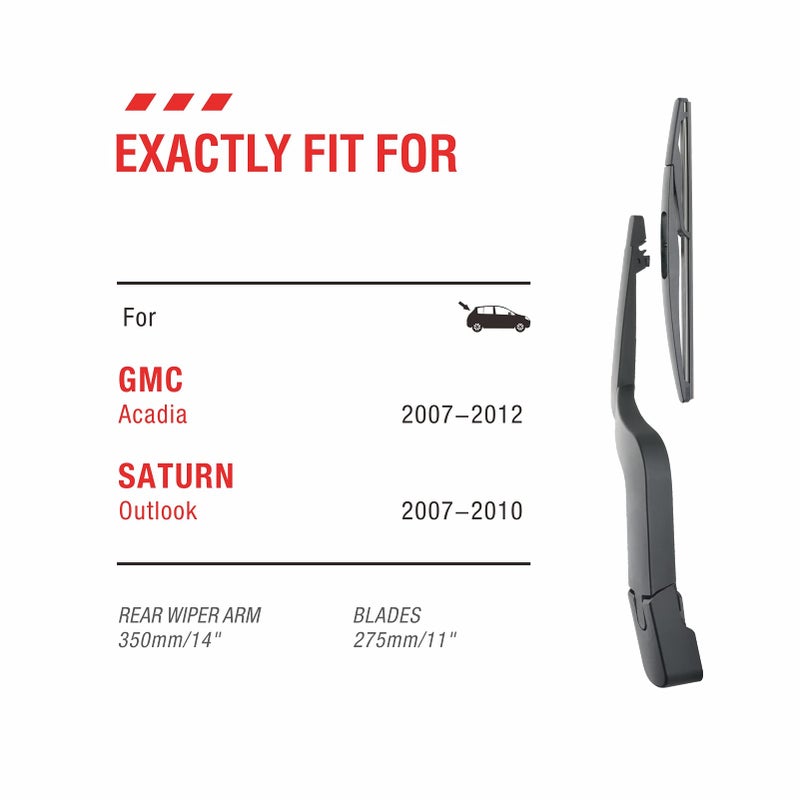 BERG REGEN For Genuine GMC Acadia Saturn Outlook 2007-2012,Rear Windshield Wiper Arm with Blades Kits Assembly, Factory OE Replacement for GM 15276248 15276259, Acadia Denali Back Window Accessories - Image 2