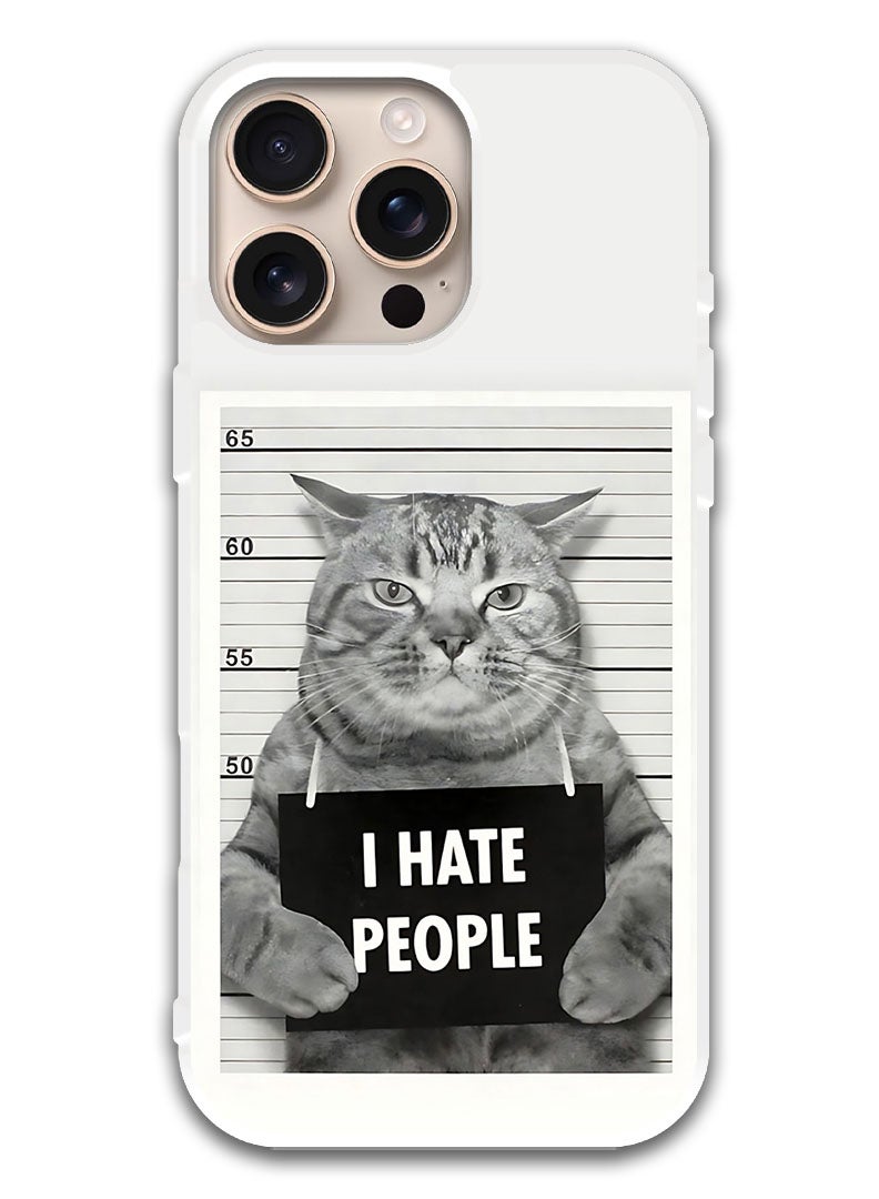 Theodor Protective Case Cover For APPLE IPHONE 16 Pro i Hate People (White Bumper) - Image 1