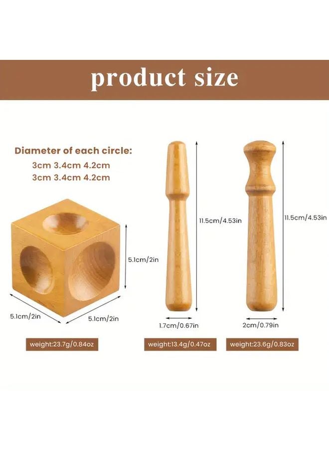 Wooden Doming Block 2 Inch Square Anvil With Two Punching Rods For Jewelry Making - Image 5