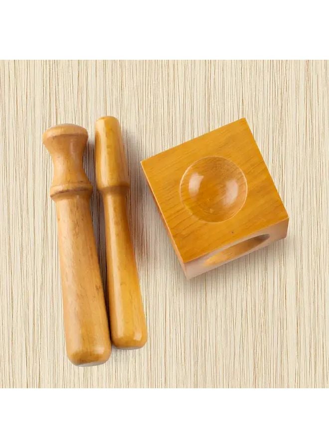 Wooden Doming Block 2 Inch Square Anvil With Two Punching Rods For Jewelry Making - Image 3
