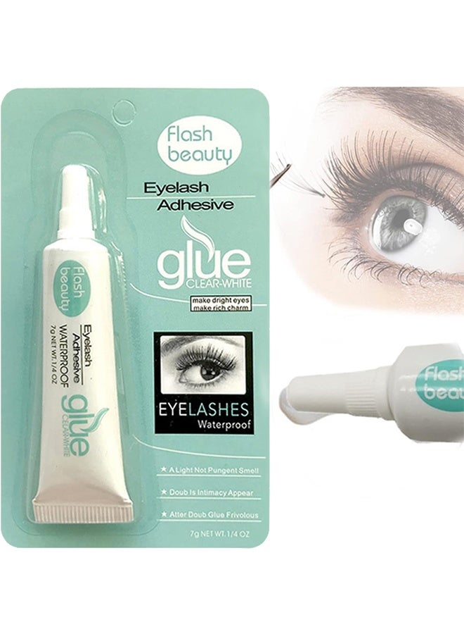 Glue Clear-White,Strong Hold False Eyelash Glue Clear Eye Lash Glue 7g Eyelash Glue Drys Clear Lash Extension Adhesive New Waterproof Long Lasting Formula Strong All Day Hold - Image 1
