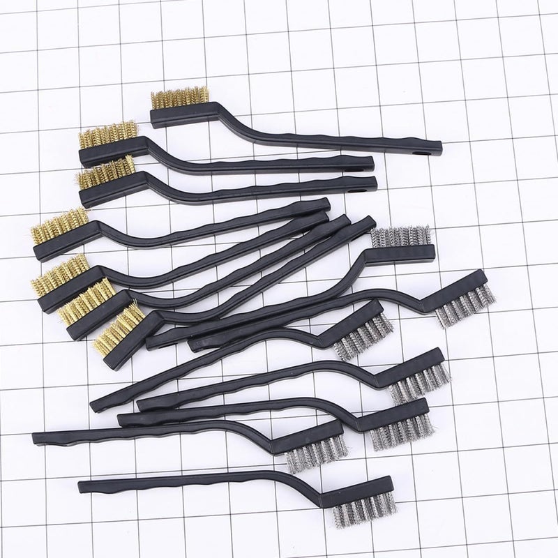 12Pcs Mini Wire Cleaning Brush Set with Copper Steel Nylon Bristles for Rust Removal Welding Motor Door Window Cleaning - Image 4