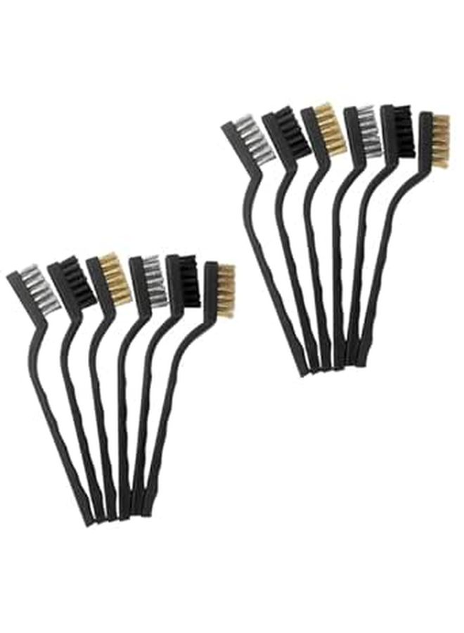 12Pcs Mini Wire Cleaning Brush Set with Copper Steel Nylon Bristles for Rust Removal Welding Motor Door Window Cleaning - Image 1