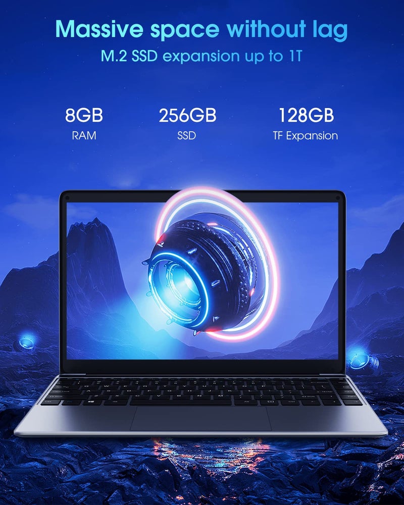 CHUWI HeroBook Pro 14.1'' Laptop, 256GB SSD 8GB RAM, Windows 11 Laptop, 1TB SSD Expand, Intel Celeron N4020(up to 2.8GHz), 2K FHD IPS Display, Ultra Slim, Mini-HDMI, 5G WiFi, USB3.0, Webcam,TF Card - Image 3
